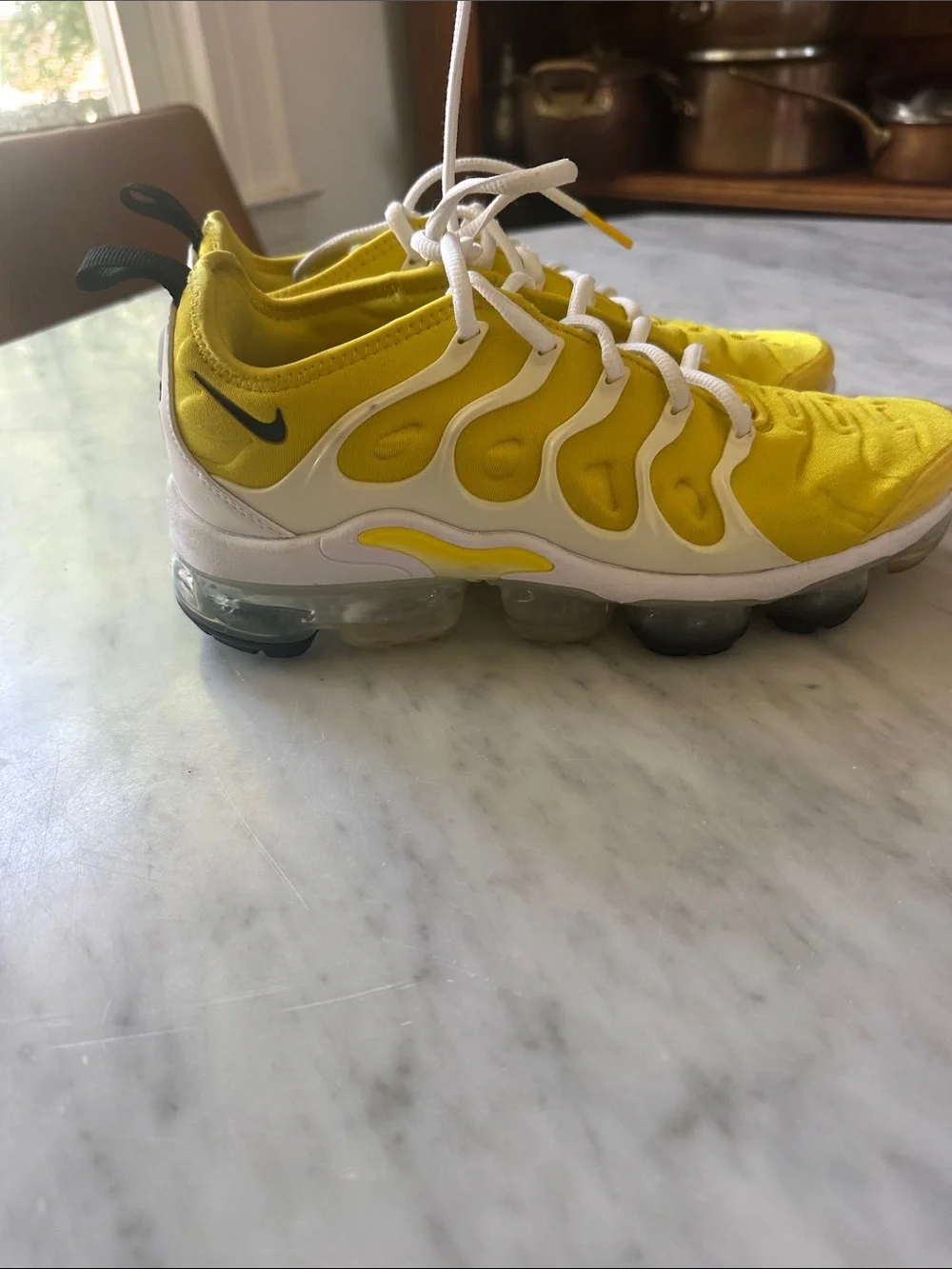 Nike Yellow and White VaporMax Plus Sneakers 7.5